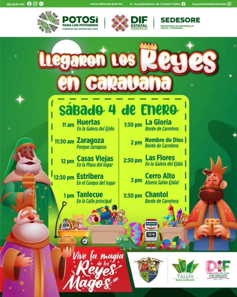 ¡Llegaron los Reyes! 👑 Mañana se llevará a cabo una caravana en los siguientes puntos para llevar la alegría y la tradicional Rosca de Reyes