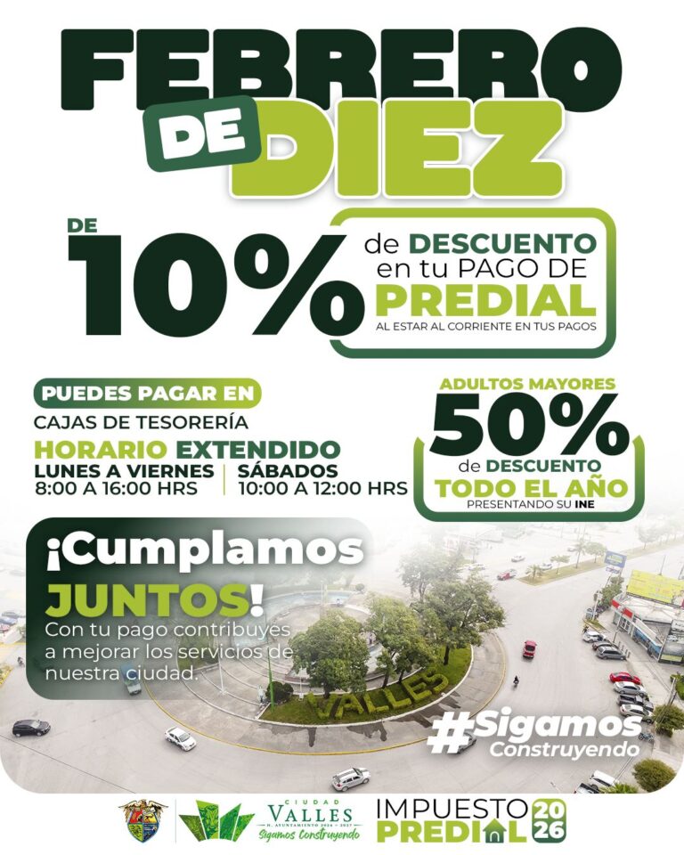 TESORERÍA MUNICIPAL MANTIENE DESCUENTO DEL 10% EN PAGO DE PREDIAL DURANTE FEBRERO