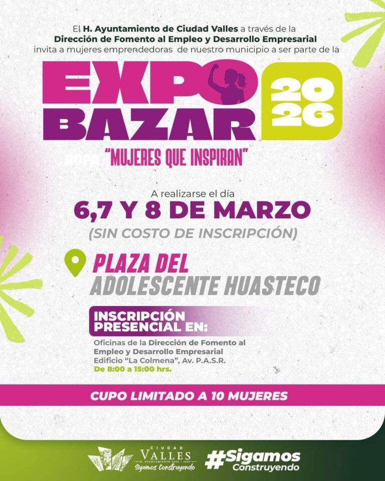 INVITA GOBIERNO MUNICIPAL A PARTICIPAR EN EXPO BAZAR 2026 “MUJERES QUE INSPIRAN”