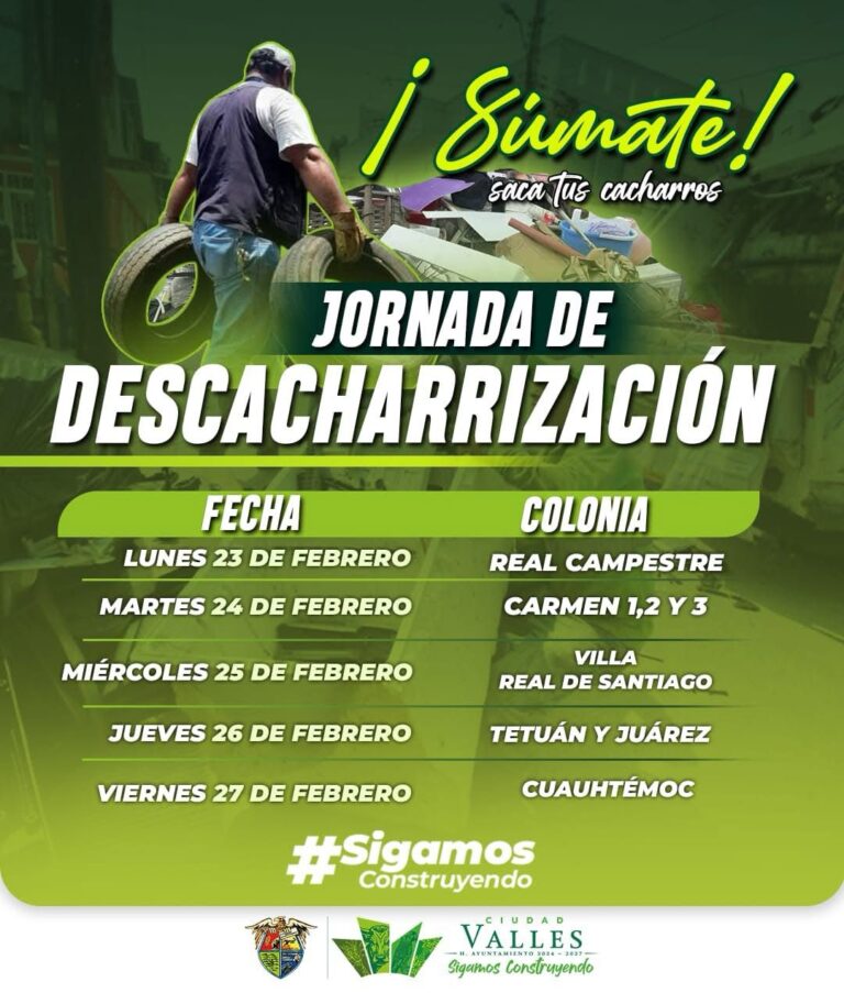 ARRANCA JORNADA DE DESCACHARRIZACIÓN EN CIUDAD VALLES CONTRA EL DENGUE